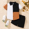thumbnail image 2 of Fashion&nbsp;Kids&nbsp;Clothes&nbsp;Set for Toddler Boys Short Sleeve Patchwork T Shirt Tops Shorts Child Kids Gentleman Outfits, 2 of 7