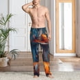 thumbnail image 6 of Lsque Modern Style Pumpkin Witch Print Men's Pajama Pants, Lounge Pant - Comfortable Home Wear,Elastic Waistband, Stylish Design-Large, 6 of 9