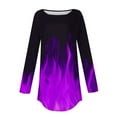 thumbnail image 4 of QATAINLAV Womens Tops Trendy Long Sleeve Loose Blouse Casual Round Neck Pullover T Shirts Flame Printed Sweatshirt Fall Clothes Purple XXL, 4 of 6