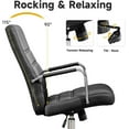 thumbnail image 3 of Office Desk Chair Leather, Conference Room Chairs with Wheels, Modern Executive Office Chairs Adjustable Height, Ergonomic Swivel Rolling Ribbed Computer Chair(Black), 3 of 7