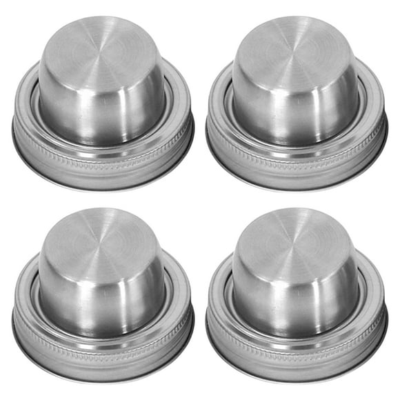 Shisuyan Stainless Steel Mason Jar Shaker Lids for Protection Use Silver Color Four Pieces Pint Size
