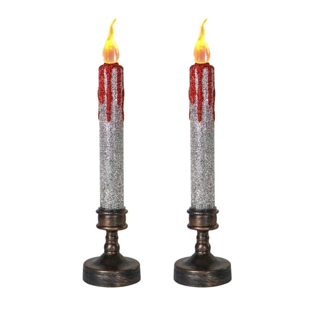 Led Light Bulb,Halloween Electronic Candle Set with Flickering Flames and Decorative Holders