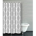 thumbnail image 1 of Cortina de ducha de baño ABPHQTO patrón de trébol de cuatro hojas marroquí gris y blanco 120x180 cm, 1 of 4