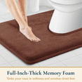 thumbnail image 2 of ComfiTime Bathroom Contour Rugs – 1 inch Thick Memory Foam, 20" x 23" Bath Mat for Toliet, Soft Plush Velvet Top, Non-Slip,Ultra Absorbent, Small, Large & Long Rugs for Bathroom Floor, Brown, 2 of 10