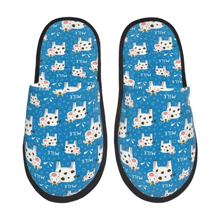 

Tideii Cows Milk for Home Indoor Cotton Slippers Autumn and Winter EVA Plush Slippers Household Supplies Unisex-Medium