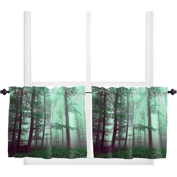 Ocean Beach Theme Kitchen Curtains for Bedrooml Living Room 36 Inch Length, Blue White Small Short Cafe Tiers Curtains Drape, 2 Panel Window Treatment Rod Pocket Drapery Panels Curtains 27.5x36