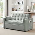 thumbnail image 2 of 3 in 1 Sleeper ,55" Modern Velvet Convertible Pull Out Bed, Loveseat with 2 Toss Pillows and Adjustable Backrest for ,Gray, 2 of 7