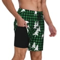 thumbnail image 2 of Fotbe Christmas tree green plaid Traje de Baño para Hombre – Shorts de Natación de Secado Rápido con Forro y Bolsillos-Large, 2 of 6