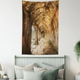 thumbnail image 4 of Ancient Tapestry, Ancient Temple Corridor with Sculpture on the Wall in Angkor Thom in Siem Reap Cambodia, Wall Hanging for Bedroom Living Room Dorm Decor, 60W X 80L Inches, Beige, by Ambesonne, 4 of 5