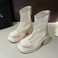 thumbnail image 5 of Aihuaihua Hollow Boots for Women Heel Ankle Boots,Breathable Round Toe Booties Thick Heeled Mesh Boots,Fashion Zippered Dress Boot, 5 of 10
