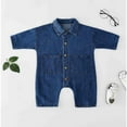 thumbnail image 5 of Toddler Jumpsuits For Boy Baby Girls Boys Solid Cotton Autumn Long Sleeve Romper Jumpsuit Jeans Clothes Dark Blue Cute Homewears 2 Years-3 Years, 5 of 7