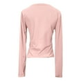 thumbnail image 4 of Arlun,Women's Basic Ribbed Stretchy Tshirts Solid Color Square Neck Long Sleeve Slim Fit T Shirts Fall Fashion Casual Soft Comfortable Tops for Women Pink L, 4 of 5