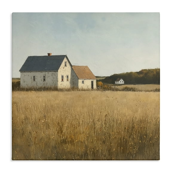 Stupell Industries Clear Sky over Barn Landscape & Nature Painting Wrapped Canvas Art Print Wall Art, 17 x 17