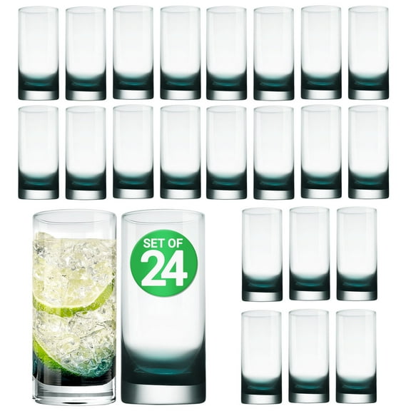 NutriChef Highball Glasses 12.5oz  Set of 24 Lead-Free Crystal Tumblers, Hand-Blown & Dishwasher Safe  Ideal for Cocktails, Water, Juice & Wine