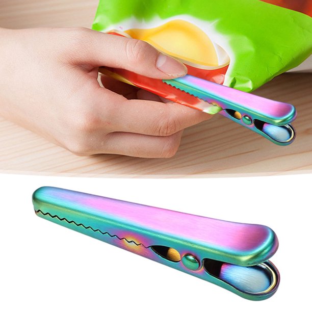 Clip sellador de acero inoxidable | Abrazadera de sellado de bolsas de alimentos | Clip de almacenamiento de bocadillos de cocina duradero y resistente a la oxidación | Diseño ergonómico