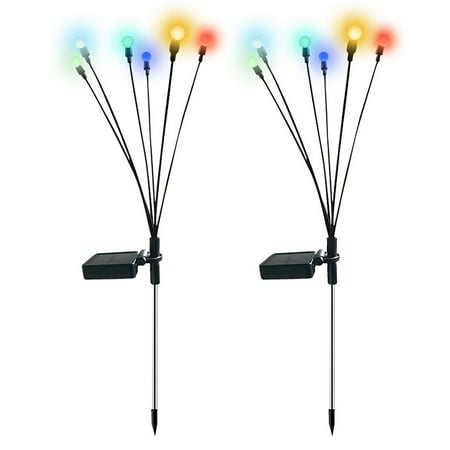 

2PCS 6 Head Solar Powered Firefly Lights LED Outdoor Waterproof Solar Starburst Swaying Garden Lights Swaying When Wind Blows Solar Garden Lights Outdoor Decorative String Lights