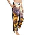 thumbnail image 2 of Daiia Daisy Sunflower Lazy Cat Women's Sleep Pant with Pockets and Drawstring,Pajama Pants-Small, 2 of 9