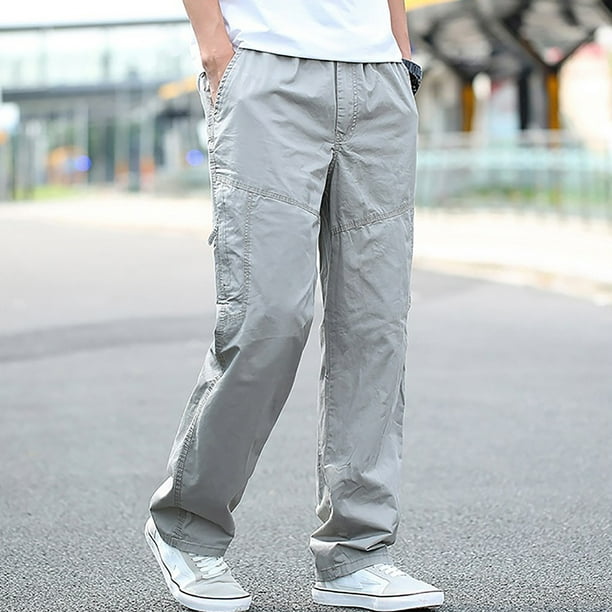 Summer Thin Casual Pants Men Wide-Leg Pants Men Streetwear Loose Straight  Sweatpants Mens (Color : White, Size : XX-Large)