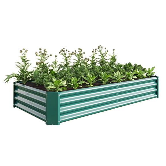 Raised Garden Bed Outdoor, 6×3×1ft , Metal Raised Rectangle Planter Beds for Plants, Vegetables, and Flowers - Green