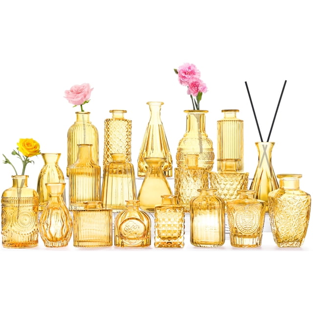 Jarrones de cristal QLOFEI Amber Gold, 20 unidades, para flores