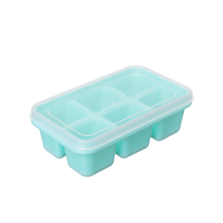 Silicone Ice Cube Mould with DIY Lid 6 Grid Soft Bottom Cube Mold