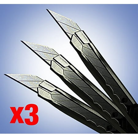 Stainless Steel Precision Cutting Knife with Lockable and Replaceable 30 Degree Acute Angle Blade - 3 Pack