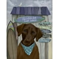 thumbnail image 2 of Fab Funky 12x14 White Modern Wood Framed Museum Art Print Titled - Chocolate Labrador Surf Shack, 2 of 4