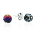 thumbnail image 3 of Sparkling Rainbow Crystal Ball and Sterling Silver 6mm Round Stud Earrings, 3 of 6