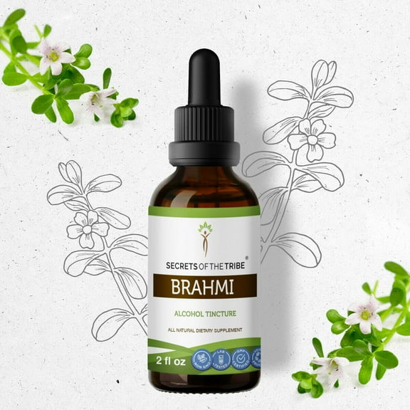 Brahmi Tincture Alcohol Extract, Organic Brahmi Bacopa Monnieri Brain Booster 2 oz