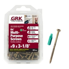 

GRK Fasteners GRK Fasteners - 103105 - R4 No. 9 x 3-1/8 in. L Star Coated Multi-Purpose Screws - 80/Pack