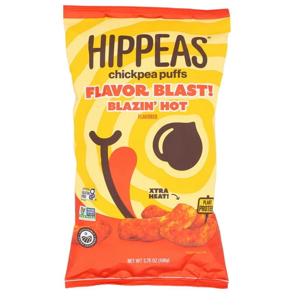 Pack of 12, Hippeas Flavor Blast Blazin Hot Chickpea Puffs, 3.75 oz