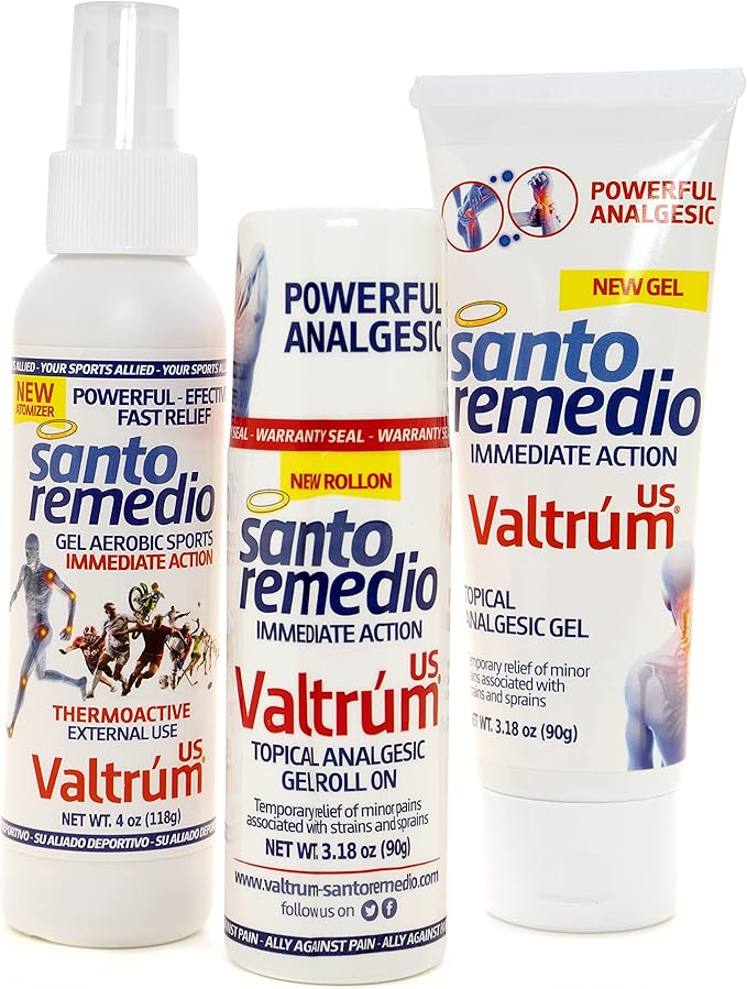 Santo Remedio Valtrum Roll-on, Topical Analgesic Gel for Temporary Pain Relief, 3.18 oz,