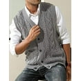 thumbnail image 4 of Gilet pour Homme Sans Manches à Col en V en Tricot Torsadé, 4 of 7