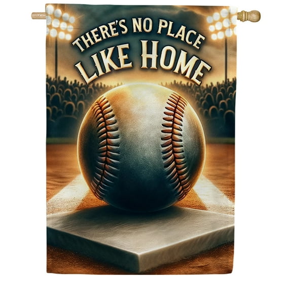 America Forever There's No Place Like Home Baseball House Flag, 28 x 40 inch Double Sided, Stadium Home Plate Banner, MLB Sports Decor, Baseball Fan Flag