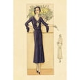 thumbnail image 3 of Vintage Fashion 11x14 Black Modern Framed Museum Art Print Titled - Daytime Dress in Navy, 3 of 5