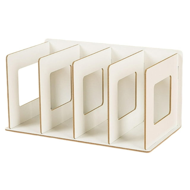 Estantería de madera para escritorio, organizador de archivos, estantería para libros, almacenamiento de libros multifuncional Blanco