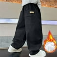 thumbnail image 6 of Boys Pants,Joggers Boys Cargo Winter Lined Casual Pockets Comfortable Straight Leg Trousers,Boys Athletic Pants,Black,8-9 Years, 6 of 8