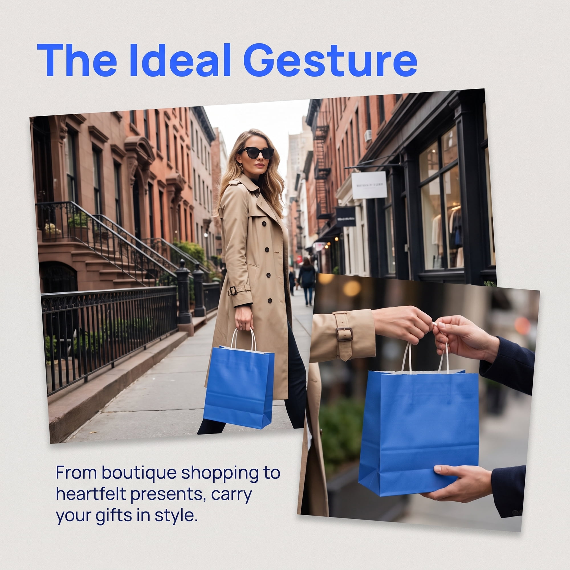 Unique Bargains 10Pcs Heavyweight Gift Bags with Handles Royal Blue 8.3" x 4.3" x 10.6"