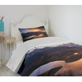 thumbnail image 4 of Ambesonne Lake Quilted Bedspread Set 2 Pcs, Mountain Lake Koruldi, Twin Size, Pale Orange Dark Brown, 4 of 6