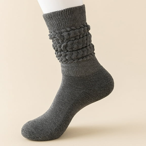 suxuMhao Socks-5 Pairs Dark Gray Slouchy Socks,One Size Fits Most,Stacked Socks Crew Socks Mid-Calf Socks Cotton Socks Long Boot Socks Long Socks,Suitable for Fall,Soft & Durable Daily Wear Socks​