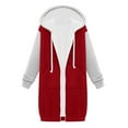 thumbnail image 5 of Winter Womens Jackets Long Sleeve Solid Color Thickening And Fleece Casual Zipper Pocket Hooded Long Sweater, 5 of 5