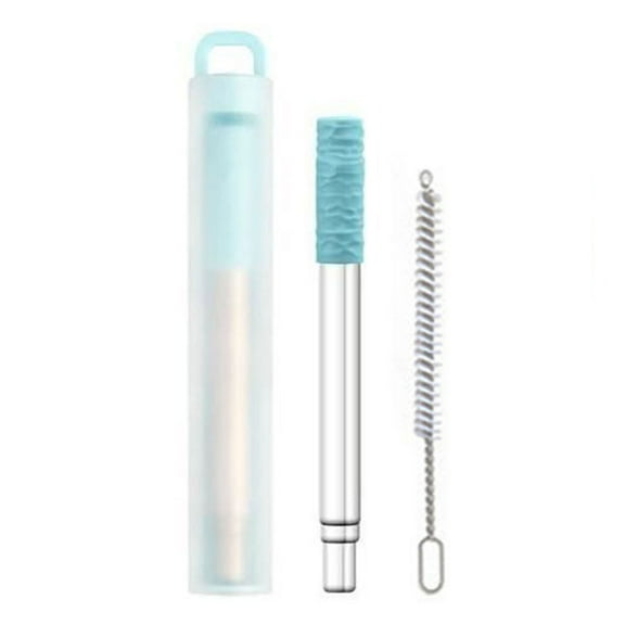 FEAMOS Reusable Outdoor Straw Set Stainless Steel Retractable With Silicones Straws For Travel Work