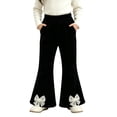 thumbnail image 3 of ZVAVZ Girls Corduroy Flare Pants Fall Winter Bell Bottoms Trousers with Pockets High Waisted Bell Bottoms Cute Pants Black 1-2Years, 3 of 7
