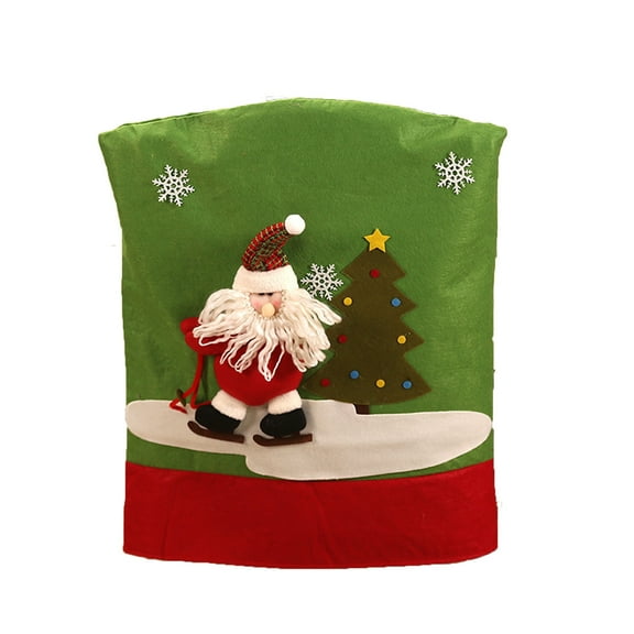 Vikakiooze 2022 Christmas Decor Chair Covers Dining Seat Cover Santa Claus Home Party Decor