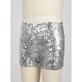 thumbnail image 3 of Linjinx Little Big Girls' Sparkle Spandex Tumbling Athletic Gymnastics Short for Sports Yoga Leotard Silver 110-120/11, 3 of 7