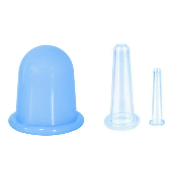 3Pcs Natural Silicone Vacuum Therapy Anti Cellulite Facial Massage Cans Cups