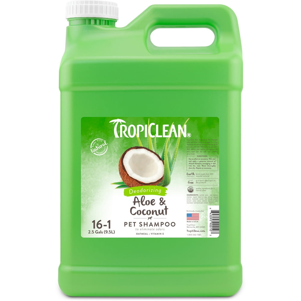TropiClean Aloe & Coconut Deodorizing Shampoo for Pets, 2.5 gal Made