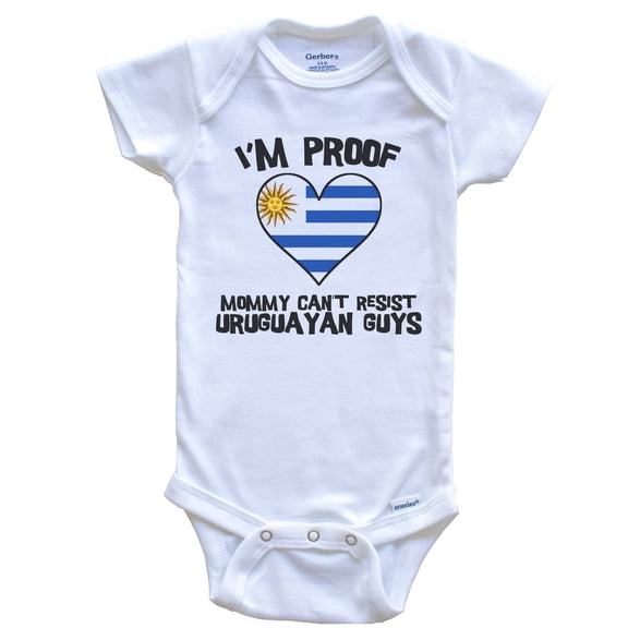 I'm Proof Mommy Can't Resist Uruguayan Guys Uruguay Flag Heart Baby Bodysuit, 0-3 Months White