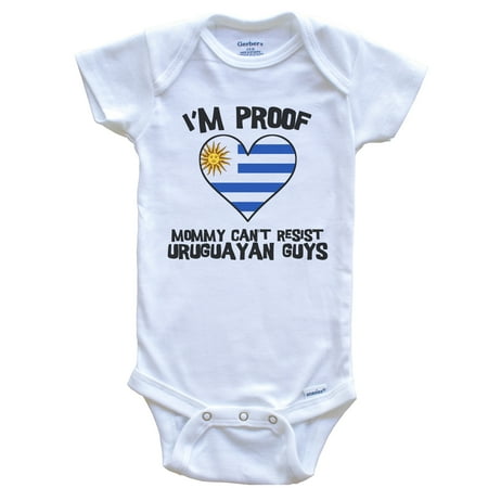 

I m Proof Mommy Can t Resist Uruguayan Guys Uruguay Flag Heart Baby Bodysuit 6-9 Months White