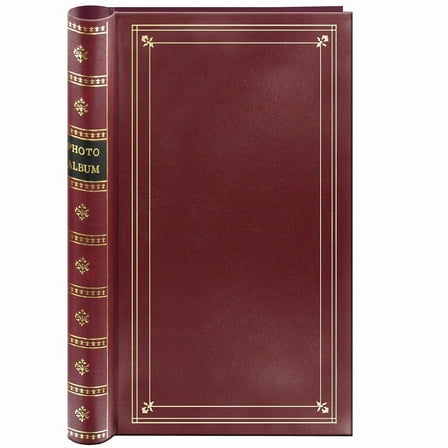 Pioneer Photo Album Spiral Bound Bi-Directional Le Memo Pocket Photo Album with Gold Trim, Holds 300 4x6" Photos, 3 Per Page, Burgundy